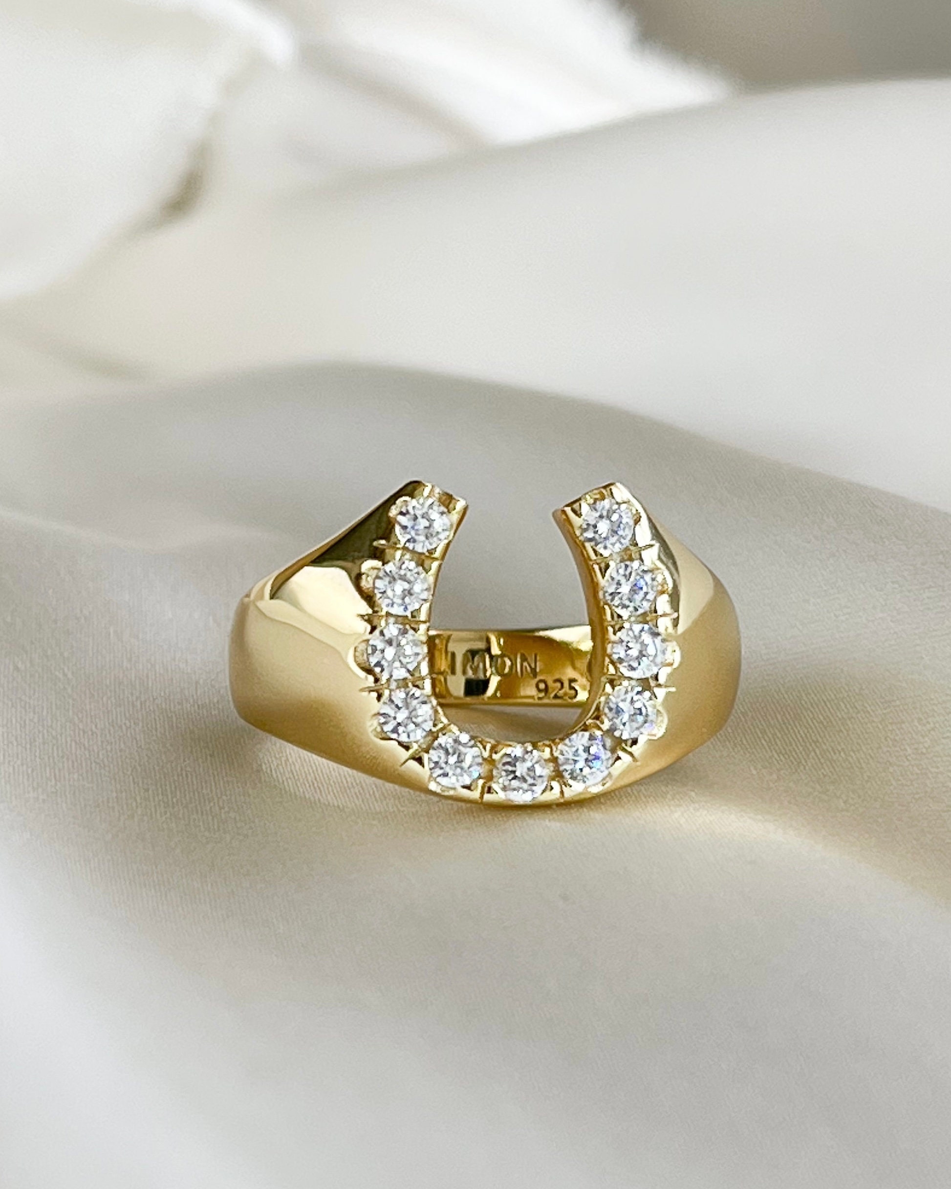 Gold Horseshoe Ring Diamond Horseshoe Ring Vintage Horseshoe