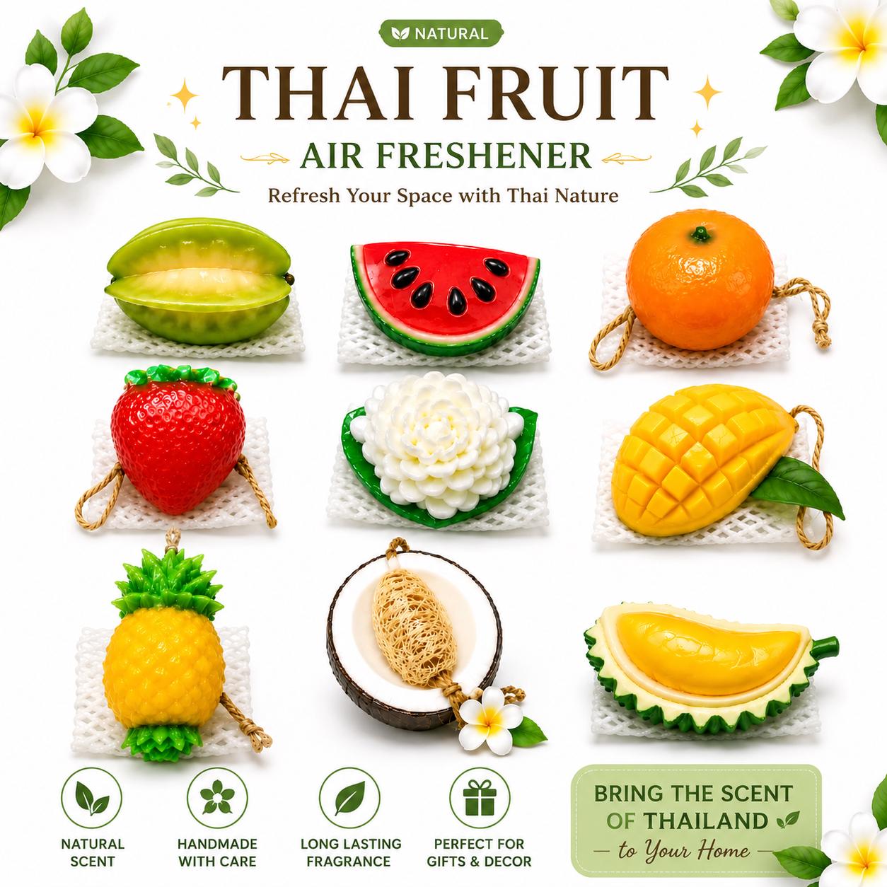 Thai Fruit Flower Soap Set of 3 Handmade Aromatic Soap Tropical Home Fragrance Thai Souvenir Gift Spa Aroma