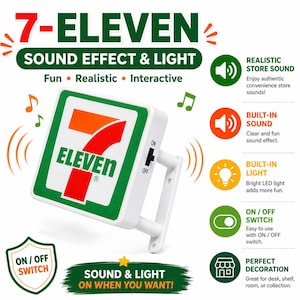 ミニセブンイレブンサイン冷蔵庫マグネット（LEDライト＆サウンド効果付き）、タイのお土産ギフト、コンビニエンスストアの装飾