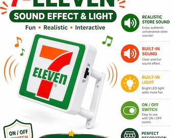 Mini 7-Eleven Sign Fridge Magnet with LED Light & Sound Effect, Thailand Souvenir Gift, Convenience Store Decor
