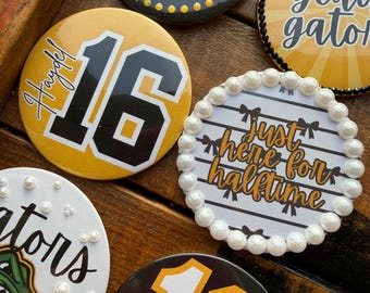 Personalized Football Mom Button, Custom Game Day Pin, Player Name & Number (3 Inch)