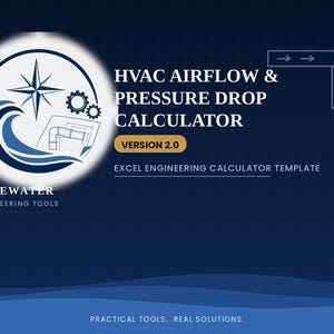 Calculadora de caída de presión para sistemas HVAC / Herramienta para dimensionar conductos / Hoja de cálculo de Excel (Descarga digital)