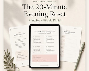 20-Minute Evening Reset Checklist | Nighttime Routine, Fillable PDF