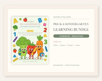 Pre-K Kindergarten Learning Bundle, ABC Numbers Tracing, Flashcards (PDF Download)