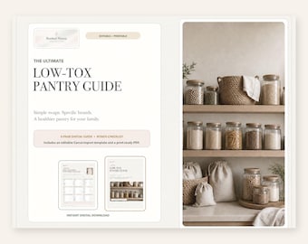 Low-Tox Pantry Guide & Inventory Checklist- Editable Canva Template