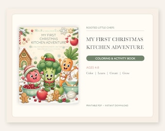 Christmas Kitchen Coloring Book, Kids Activity Pages, Ages 4-8 (PDF Download)