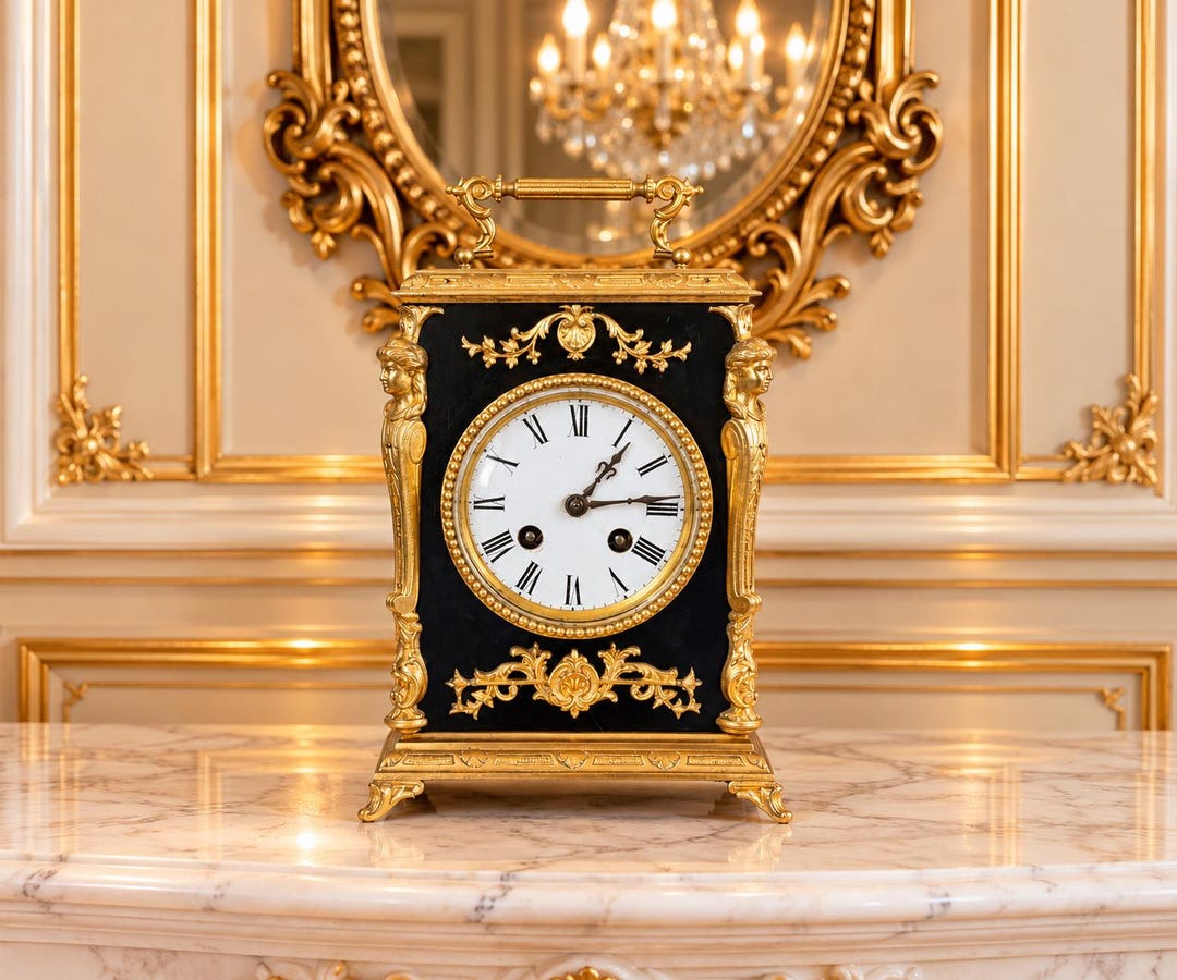 French Antique Ebonised Hardwood Mantel Clock, Late 19th Century, Japy ...