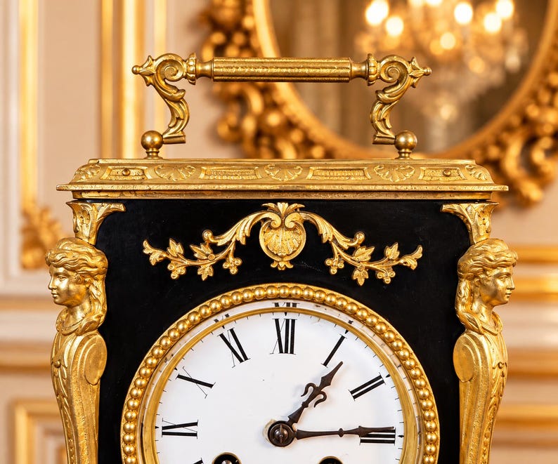 French Antique Ebonised Hardwood Mantel Clock, Late 19th Century, Japy ...