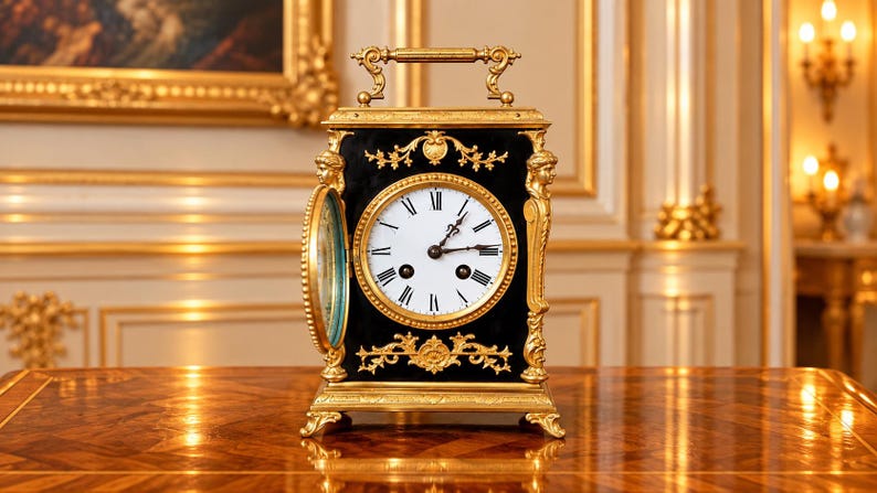 French Antique Ebonised Hardwood Mantel Clock, Late 19th Century, Japy ...
