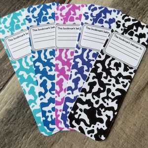 Composition Notebook Bookmark for Teachers and Students, Laminated Handmade Bookmark Set, Back to School Gift, Reading Accessories