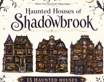 Watercolor Storybook Clipart Bundle | 15 Halloween House PNGs | Haunted Houses of Shadowbrook | Commercial Use