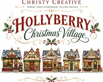 Akvarell sagobok julby clipartpaket | Hollyberry julby | 15 Holiday Shop PNGs | Kommersiellt bruk