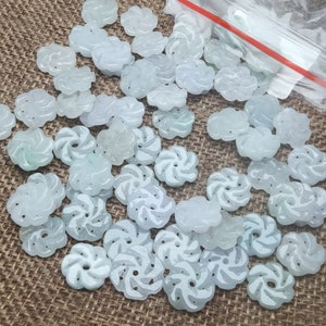 BULK 6Pcs A+ Natural Burma Jade Flower Rondelle Beads Jadeite Beads Diy Jewelry Gemstone Beads