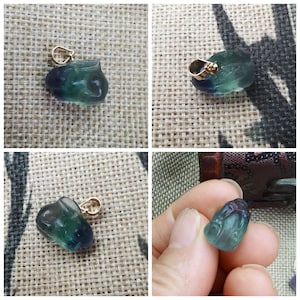 Natural Multicolour Fluorite Pendant Rabbit Easter Bunny Pendant diy Necklace Fluorite Amulet diy Charm