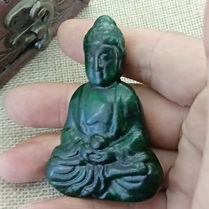 Archaistic Style Design Jade Pendant Carved Figure of the Buddha Blessing Jade Amulet