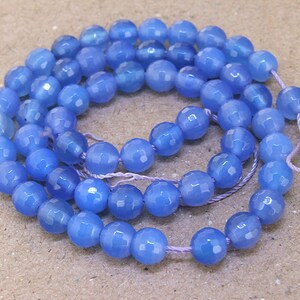 Chalcedony Blue Faceted round beads - semi precious gemstones – 6mm round beads – 15inch Diy Necklaces Bracelet Earrings