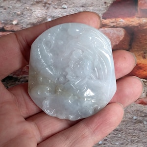 Certified Natural Jadeite Pendant , Certified Carved untreated Burma Jade Pendant fish louts 连年有余