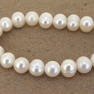 Luster Full One Strand Luster Pure Baroque Oval Baroque White Freshwater Pearl9mmx8mmabout 48Pieces15inch strand image 3