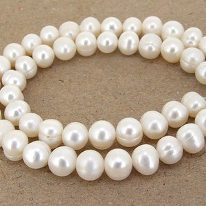 Luster Full One Strand Luster Pure Baroque Oval Baroque White Freshwater Pearl9mmx8mmabout 48Pieces15inch strand image 1