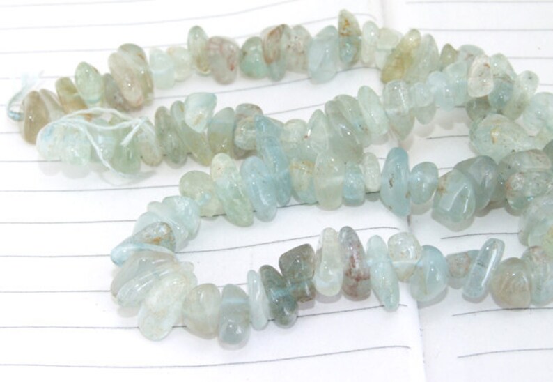 --- --- about 100Pieces 16 in length gemstone beads-- 7mmx10mm Full Strand Natural Nugget Aquamarine Beads ---