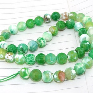 Green Fire Agate Faceted round beads semi precious gemstones 8mm round beads 15inch Diy Necklaces Bracelet Earrings image 2