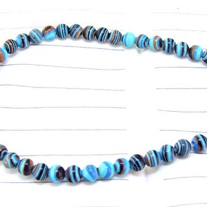 Charm Round Blue Black malachite Jasper Gemstone Beads 4mmabout 95Pieces15 in length image 3