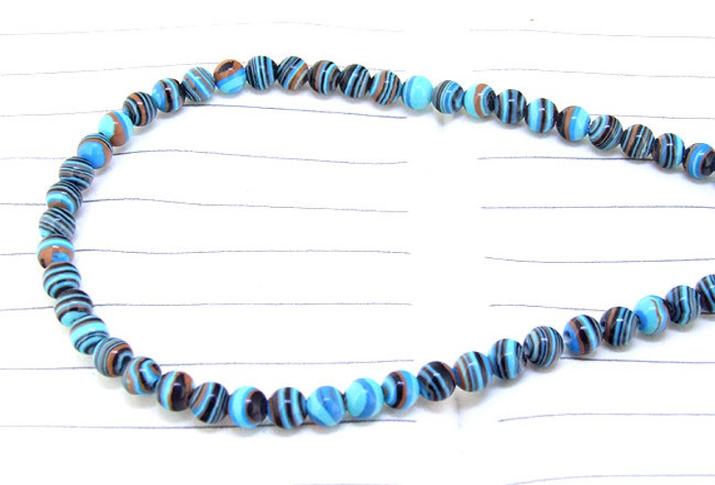 Charm Round Blue Black malachite Jasper Gemstone Beads 4mmabout 95Pieces15 in length image 3