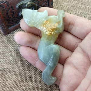 Archaistic Design Natural Jade Pendant Carved God Blessing Amulet diy Necklace