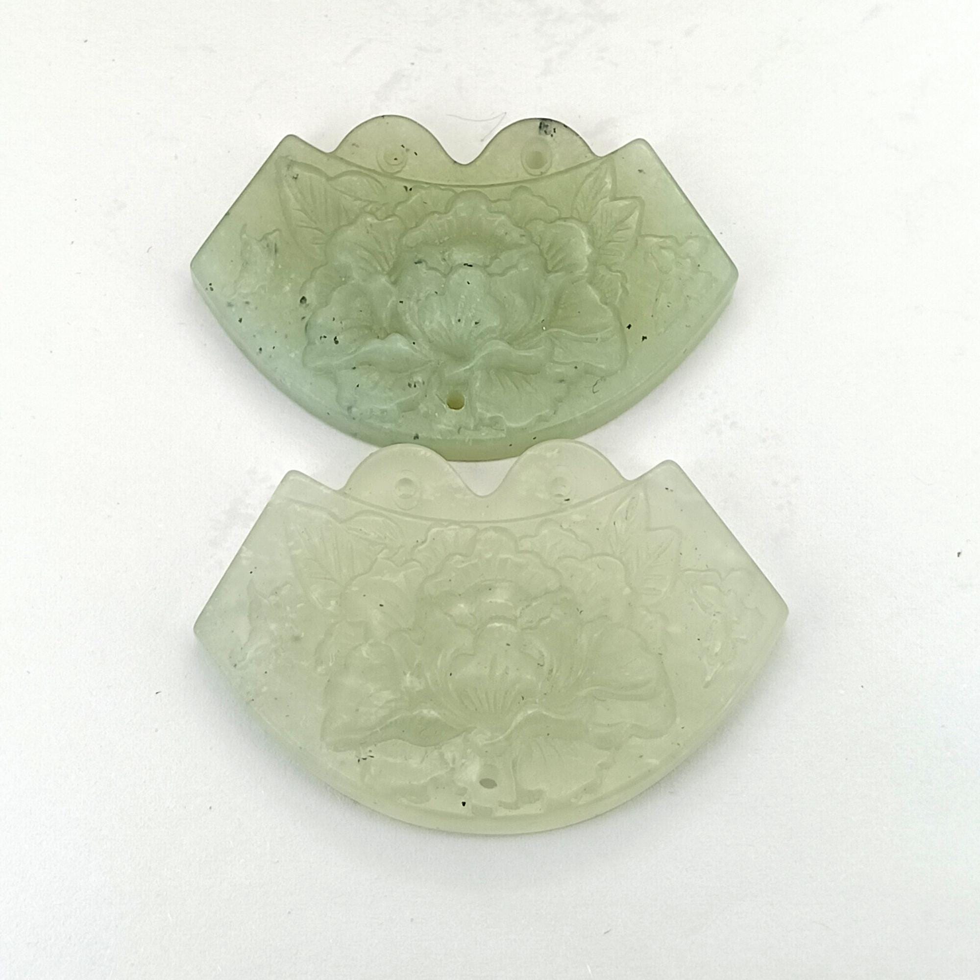 天然翡翠ペンダント中国文化彫刻翡翠牡丹の花花开富贵お守り diy 