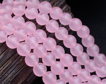 Cuentas redondas de jade rosa claro: piedra preciosa rosa, tira de 39 cm