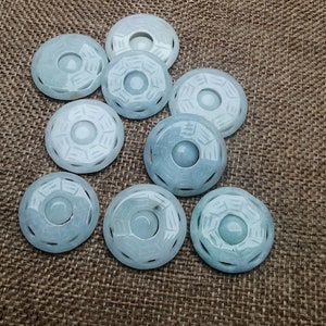 Natural Jadeite Pendant Bagua Coin Spiritual Symbol diy Necklace Burma Jade Amulet Untreat Jadeite  Pendant