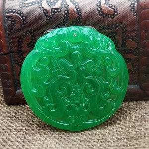 Archaistic Style Design Malay Jade Pendant Carved Dragon Phoenix Longevity 龙凤呈祥