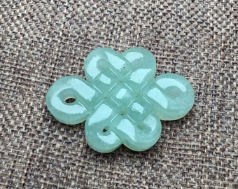 Naturligt Jade hängsmycke snidad kinesisk knut 中国结 Obehandlad Jade Amulet diy Halsband