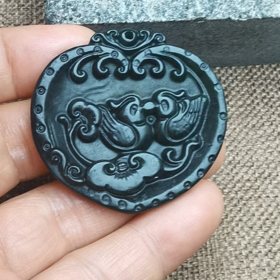 Pendentif Ancien En Jade Marron Sculpté - Chine Fin XIXe-début XXe Siècle - TBE
