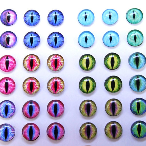 48 Multicolor Eye Cabochons: 10mm-12mm Glass Charms for DIY Crafting