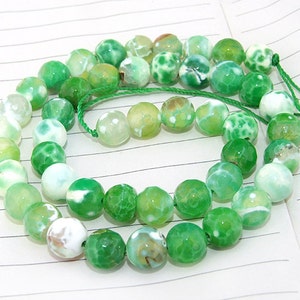 Green Fire Agate Faceted round beads semi precious gemstones 8mm round beads 15inch Diy Necklaces Bracelet Earrings image 4