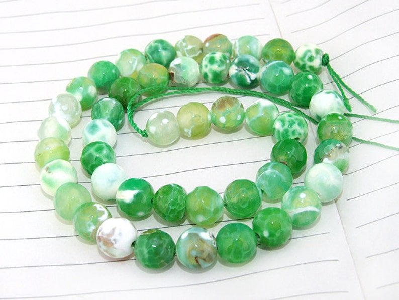 Green Fire Agate Faceted round beads semi precious gemstones 8mm round beads 15inch Diy Necklaces Bracelet Earrings image 4