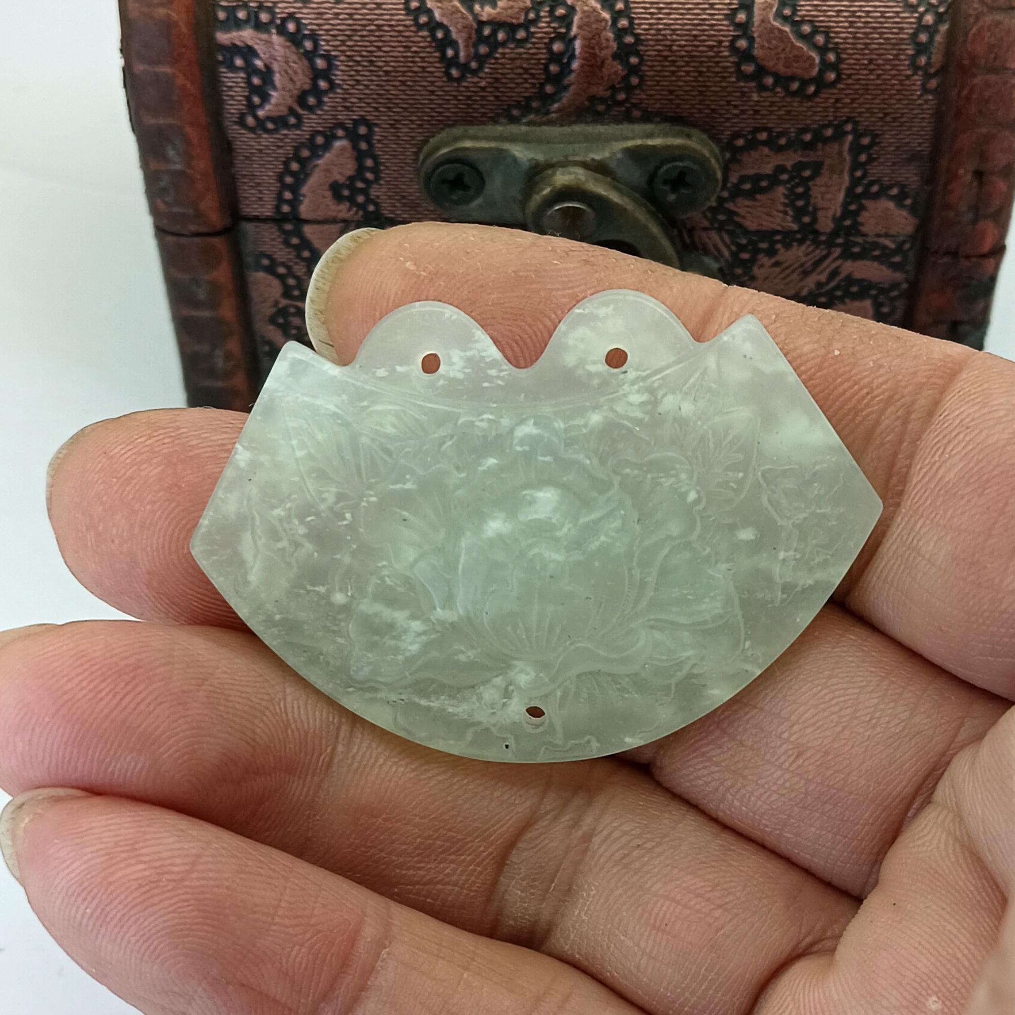 天然翡翠ペンダント中国文化彫刻翡翠牡丹の花花开富贵お守り diy 