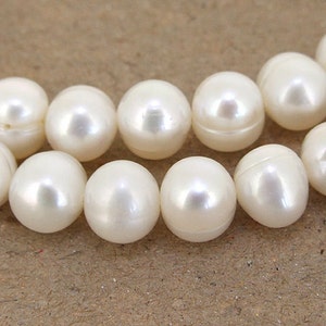 Luster Full One Strand Luster Pure Baroque Oval Baroque White Freshwater Pearl9mmx8mmabout 48Pieces15inch strand image 2