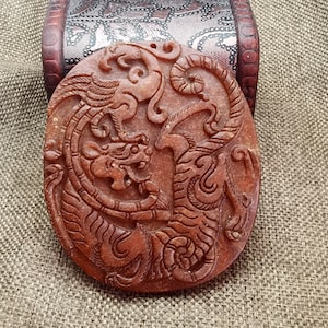 Archaistic Jade Pendant Ancient Chinese Culture Carved Orange Jade White Tiger
