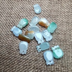 Bulk 6 Ciondolo di giadeite naturale Piccolo sacchetto di soldi Collana fai da te Bracciale Amuleto di giada della Birmania Ciondolo di giadeite non trattata