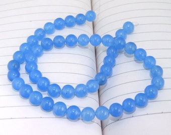 PRIX DE VENTE Perles de jade bleu mer Forme ronde--- 4mm, 6mm, 8mm, 10mm, 12mm, 14mm --- 15,5 pouces brin