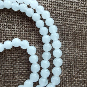 Natürliche Weiße Nephrit Perlen Unbehandelt 108 Perlen 6 mm 24inches chinesische Nephrit Jade Halskette