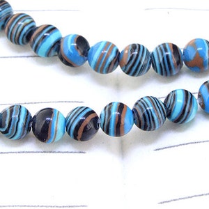 Charm Round Blue Black malachite Jasper Gemstone Beads 4mmabout 95Pieces15 in length image 2