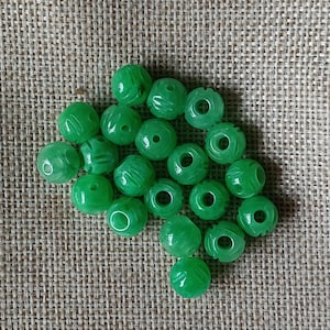 BULK 10 pcs Candy Green Malay Jade Beads Carved Ball Beads diy Necklace Bracelet and Earrings
