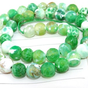 Green Fire Agate Faceted round beads semi precious gemstones 8mm round beads 15inch Diy Necklaces Bracelet Earrings image 1