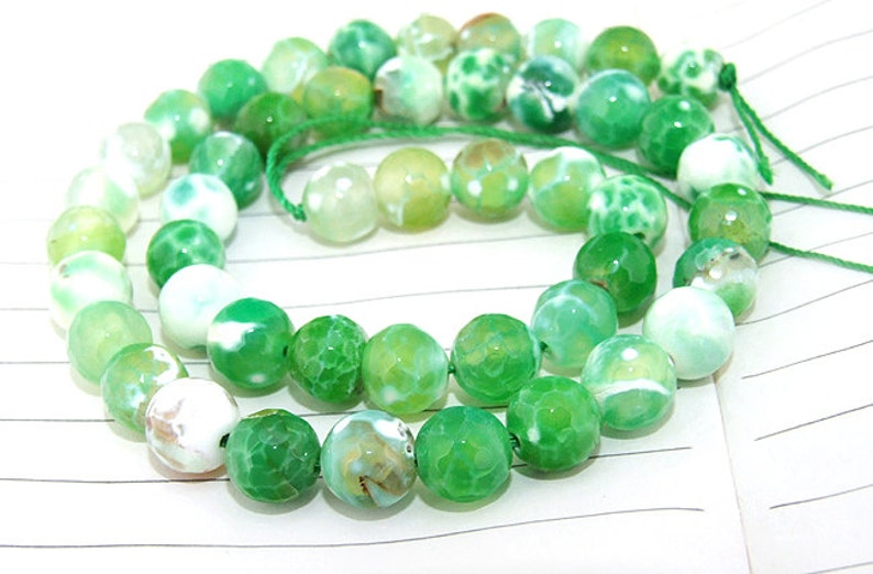 Green Fire Agate Faceted round beads semi precious gemstones 8mm round beads 15inch Diy Necklaces Bracelet Earrings image 1