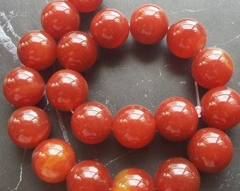Perles de cornaline 4 mm 6 mm 8 mm 10 mm 12 mm 14 mm 16 mm 18 mm 20 mm Agate rouge ronde 15 pouces Pierres précieuses en gros