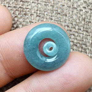 Natural Jadeite Pendant Icy Species Water Blue Donut Pendant diy Necklace Earrings Grade A Burma Jade Amulet Untreated Jadeite Pendant