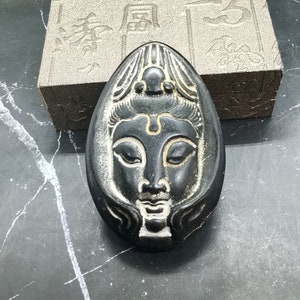 Ancient Chinese culture Meteorite Pendant Carving Buddism Godness Guanyin